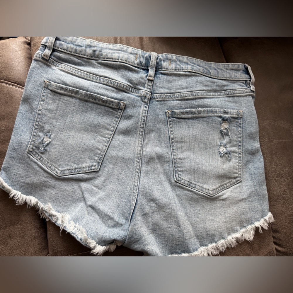Eunina Light Wash Distressed Booty Denim Shorts